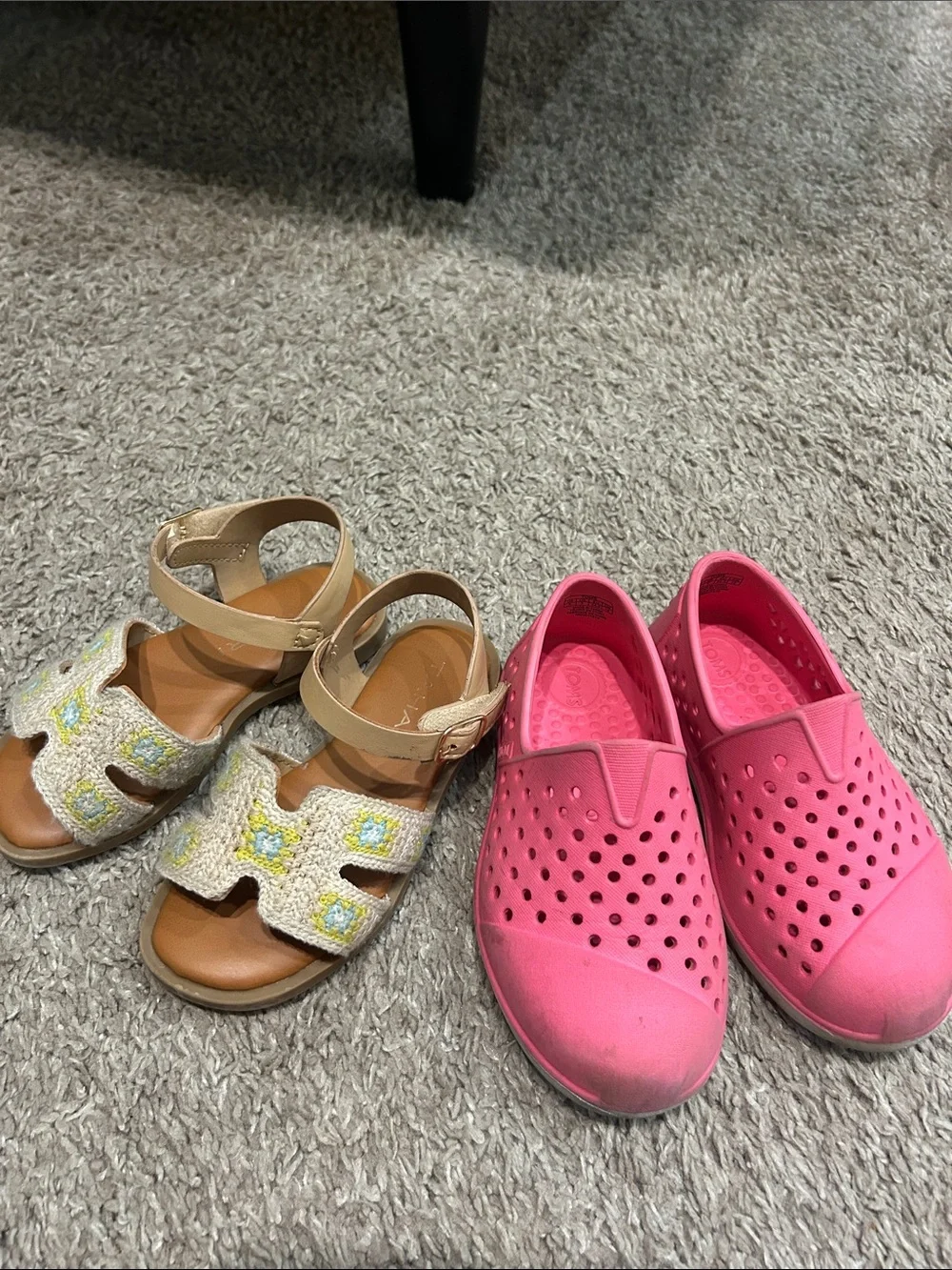 Toms Pink Slip-On Sneakers with Beaded Tan Sandals - Kids Set